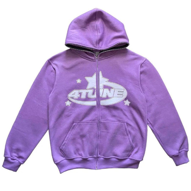Star Printed Zip Up Hoodies Wear for Art Thou