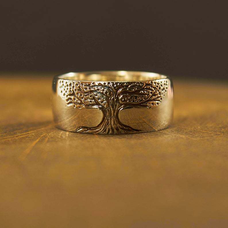 Simple Retro Carved Tree of Life Ring Wear for Art Thou