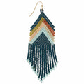 Retro Revolution Teal Seed Bead Fringe Earrings Fitkitty Culture Athleisure Wear, Yoga Wear & Women's Clothing