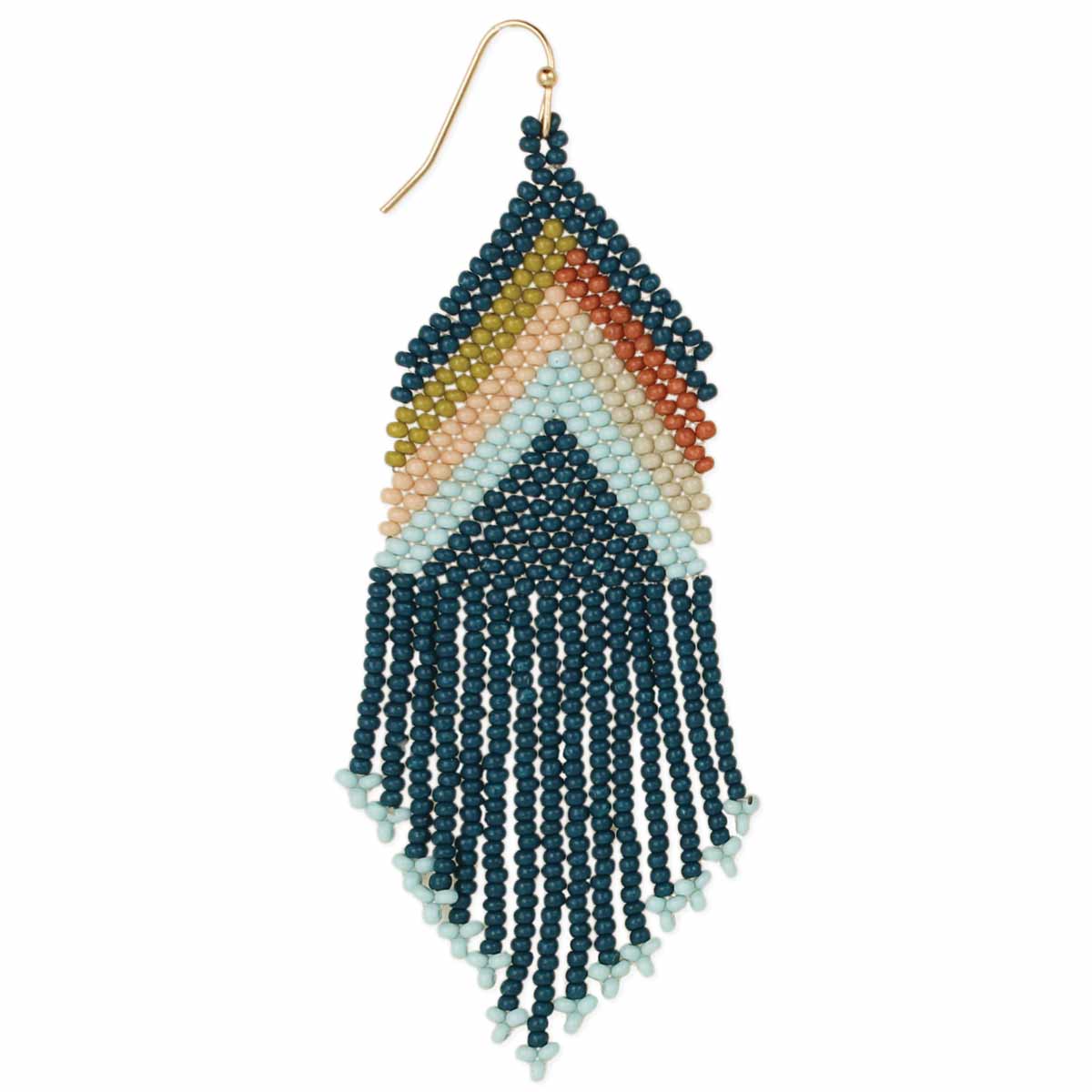 Retro Revolution Teal Seed Bead Fringe Earrings Fitkitty Culture Athleisure Wear, Yoga Wear & Women's Clothing