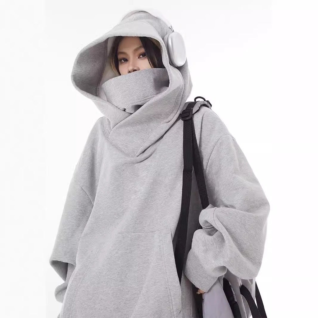 Loose High Collar Fleece Lined Hoodie Wear for Art Thou