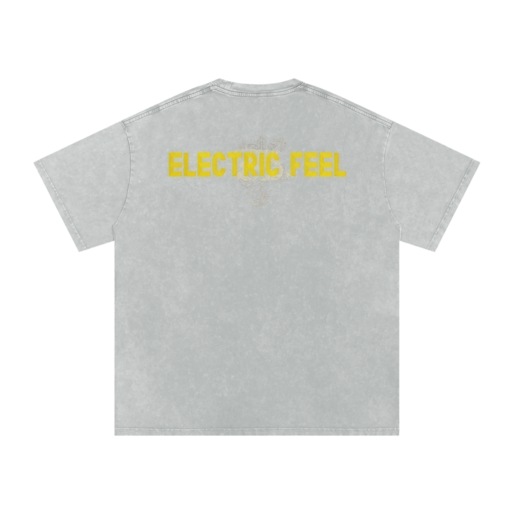 Electric Feel - Snow Washed Oversized Cotton T-Shirt Fine Art Of MK