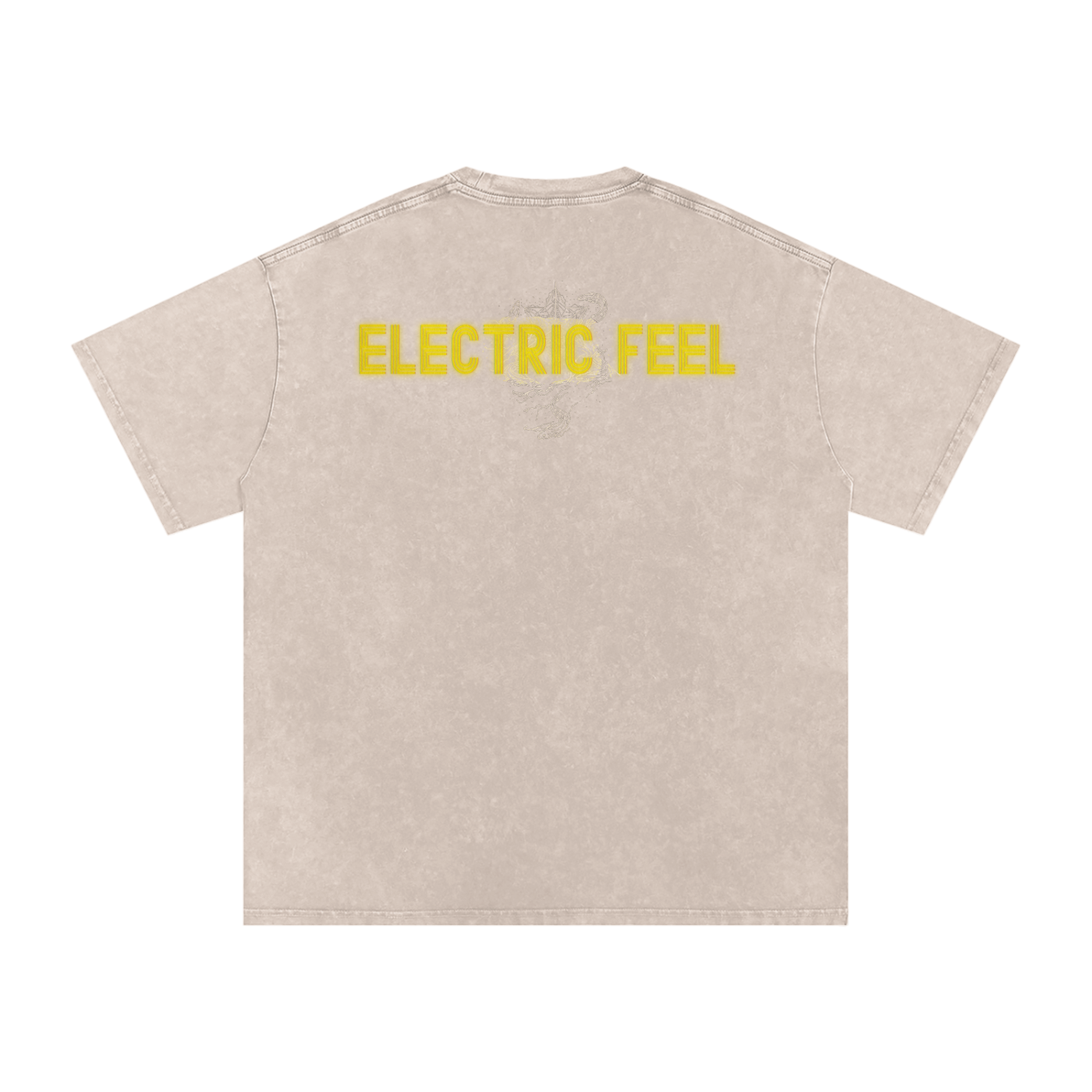 Electric Feel - Snow Washed Oversized Cotton T-Shirt Fine Art Of MK