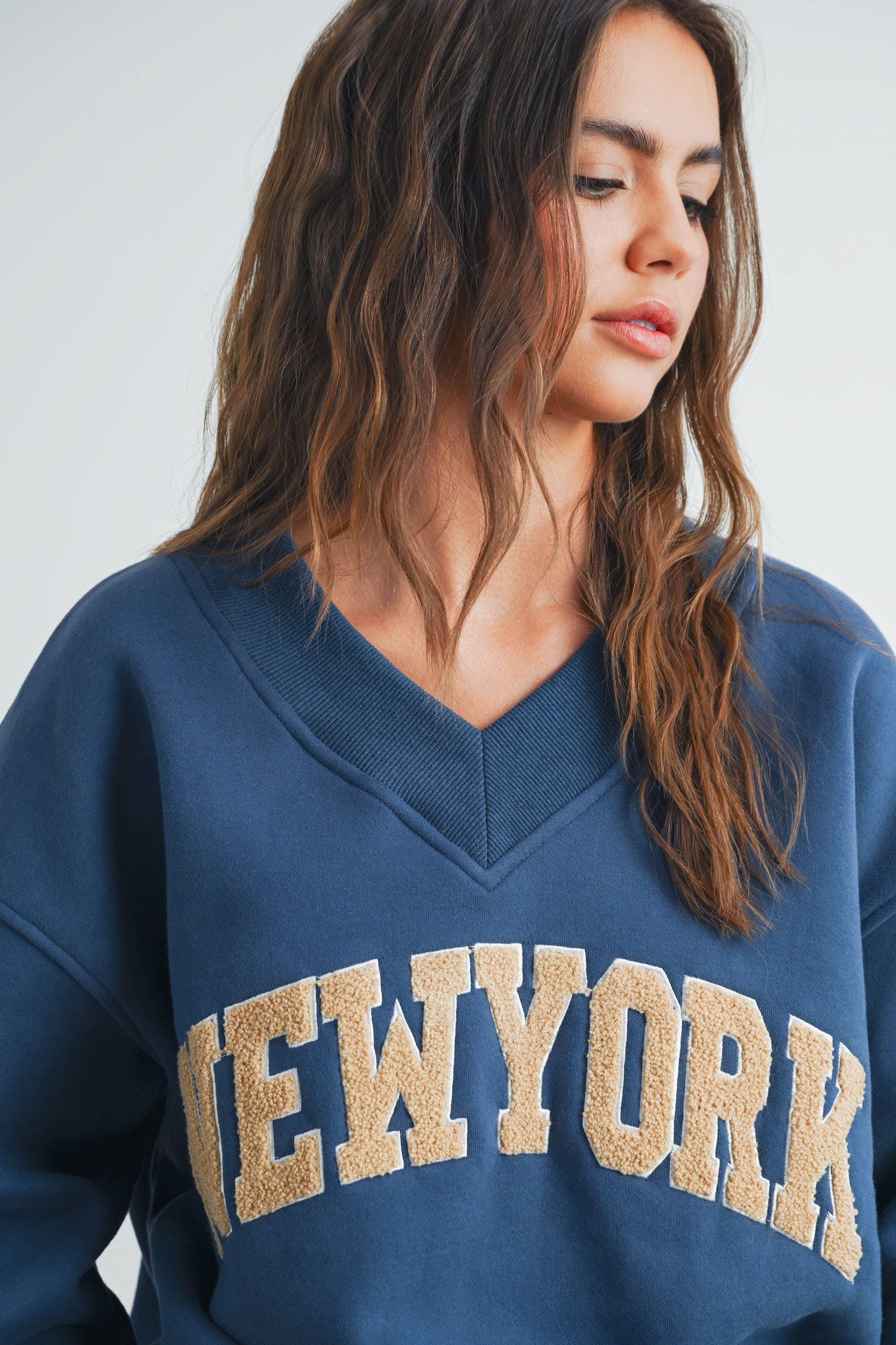 New York V-Neck Sweatshirt Fitkitty Culture Athleisure Wear, Yoga Wear & Women's Clothing