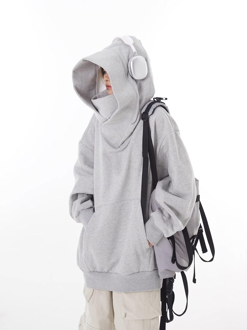Loose High Collar Fleece Lined Hoodie Wear for Art Thou