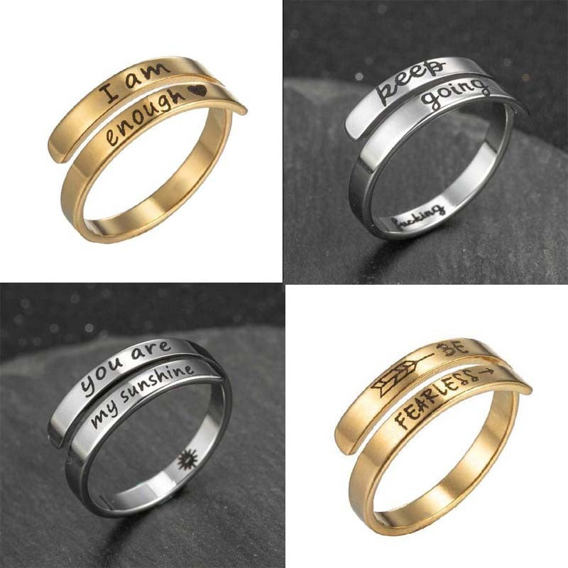 Retro Stainless Steel English Double Ring Wear for Art Thou