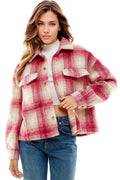 Vibrant Aura Pink Plaid Pocket Shacket Fitkitty Culture Athleisure Wear, Yoga Wear & Women's Clothing