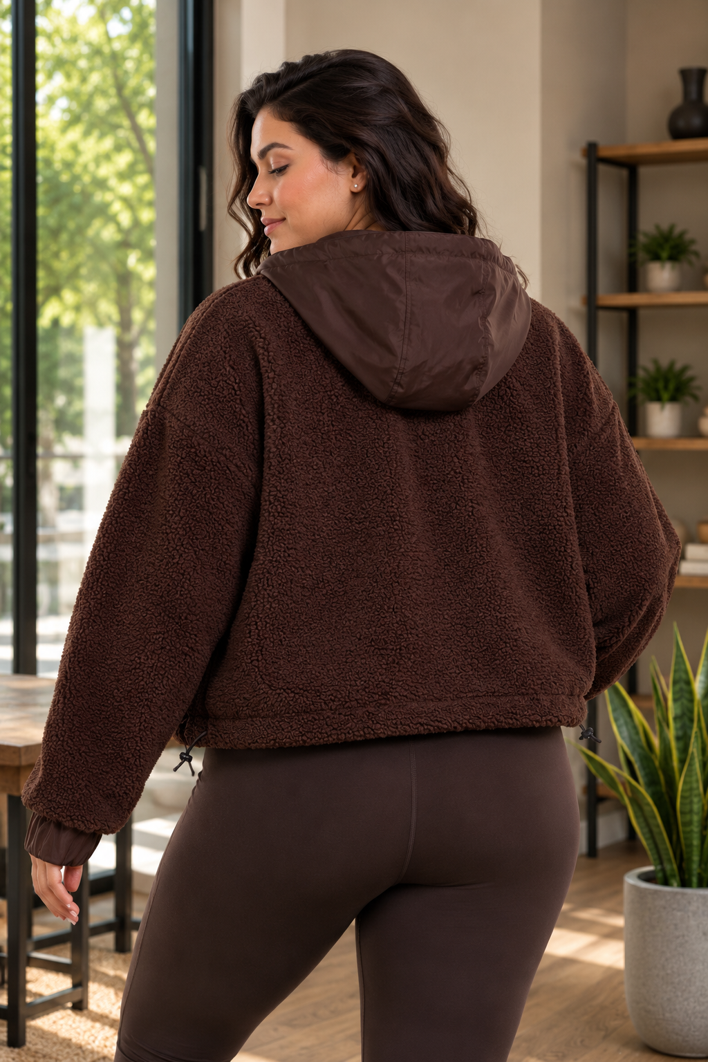 CURVY Sherpa Dreams Cropped Hooded Jacket Fitkitty Culture Athleisure Wear, Yoga Wear & Women's Clothing