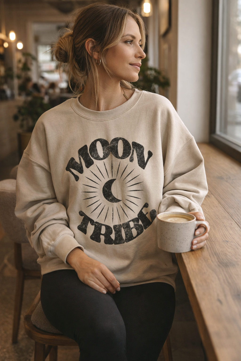 Lunar Essence Fleece Crew – Moon Tribe Graphic Sweatshirt Fitkitty Culture Athleisure Wear, Yoga Wear & Women's Clothing
