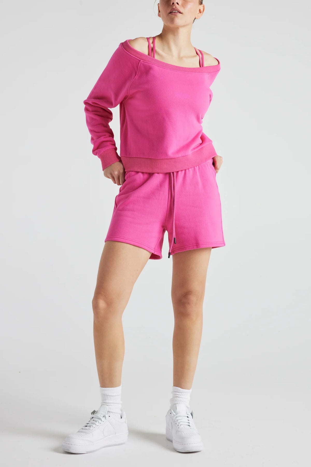 Off Shoulder Sweatshirt in PINK Fitkitty Culture Athleisure Wear, Yoga Wear & Women's Clothing