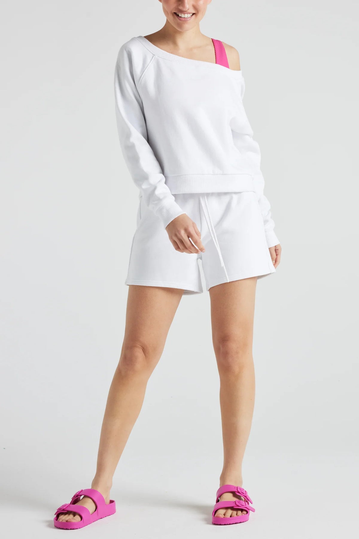 Off Shoulder Sweatshirt in White Fitkitty Culture Athleisure Wear, Yoga Wear & Women's Clothing