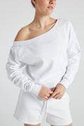 Off Shoulder Sweatshirt in White Fitkitty Culture Athleisure Wear, Yoga Wear & Women's Clothing