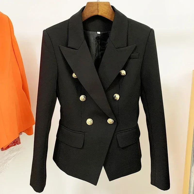 TOP QUALITY New Fashion 2024 Designer Jacket Women's Classic Double Breasted Metal Lion Buttons Blazer Outer Size S-5XL Femstylo