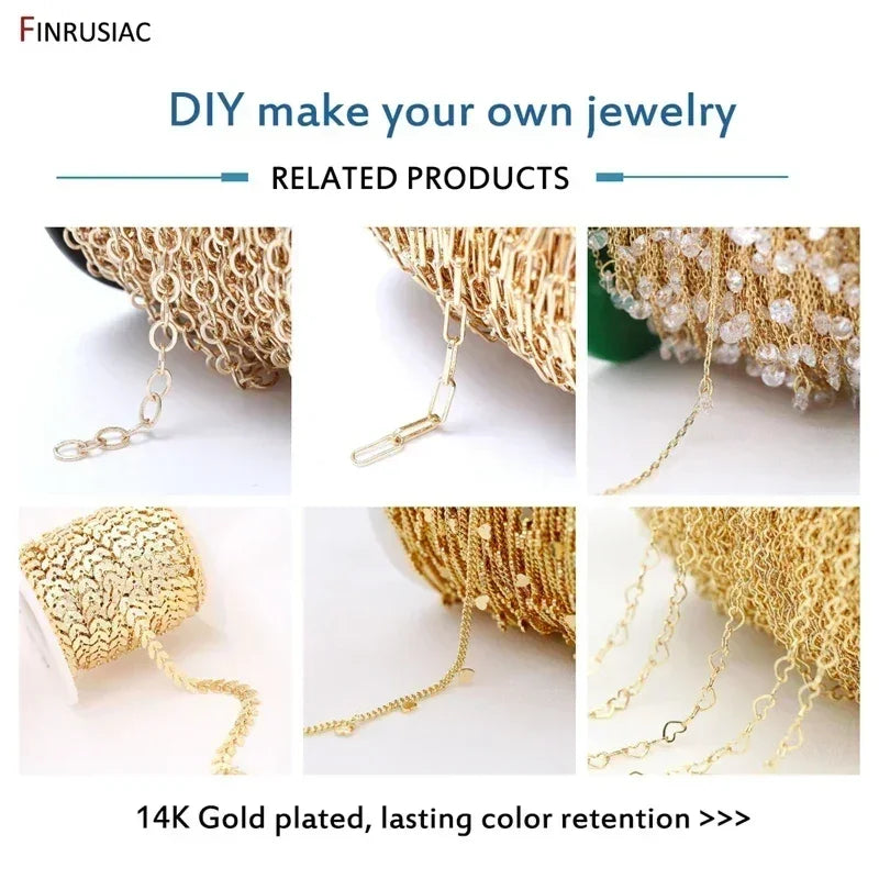 4mm*4.5mm 14K Real Gold Plated Round Textured Chains For Necklace Making, DIY Jewelry Accessories Handmade Crafts Chains Femstylo