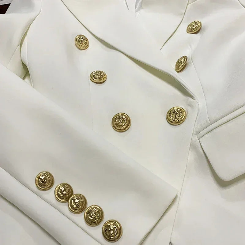 TOP QUALITY New Fashion 2024 Designer Jacket Women's Classic Double Breasted Metal Lion Buttons Blazer Outer Size S-5XL Femstylo