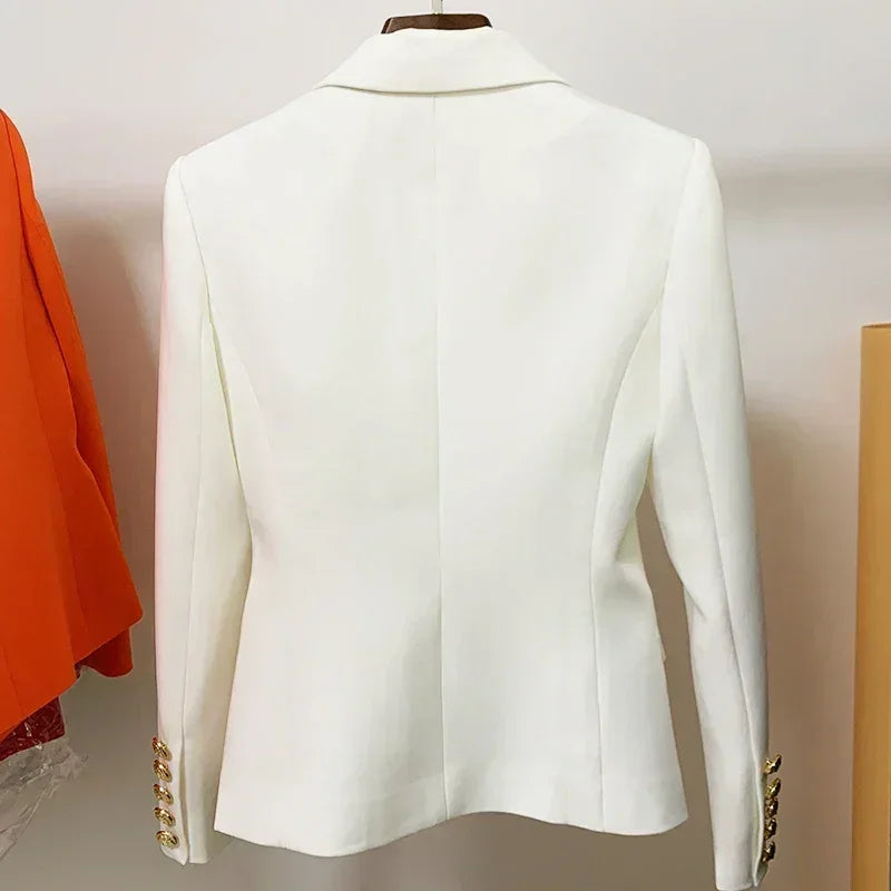 TOP QUALITY New Fashion 2024 Designer Jacket Women's Classic Double Breasted Metal Lion Buttons Blazer Outer Size S-5XL Femstylo