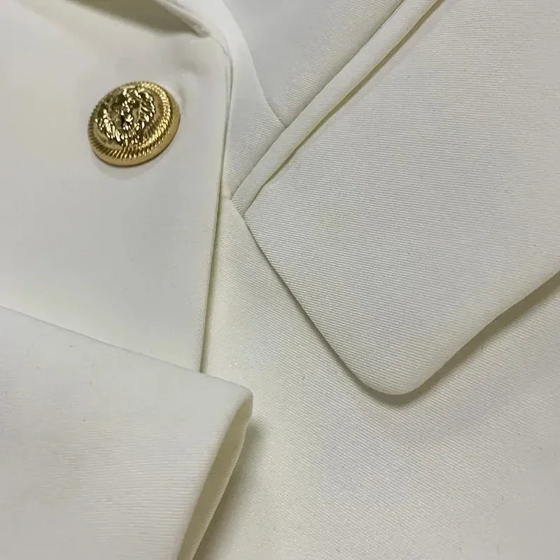TOP QUALITY New Fashion 2024 Designer Jacket Women's Classic Double Breasted Metal Lion Buttons Blazer Outer Size S-5XL Femstylo