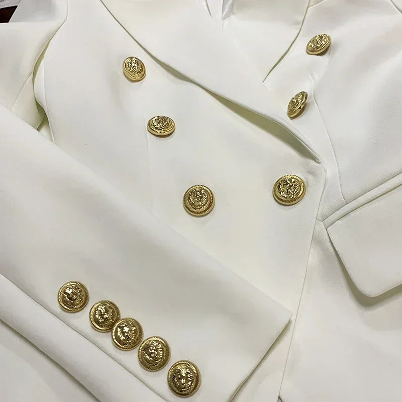 TOP QUALITY New Fashion 2024 Designer Jacket Women's Classic Double Breasted Metal Lion Buttons Blazer Outer Size S-5XL Femstylo