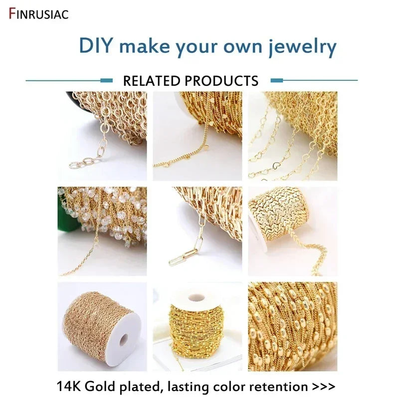 4mm*4.5mm 14K Real Gold Plated Round Textured Chains For Necklace Making, DIY Jewelry Accessories Handmade Crafts Chains Femstylo
