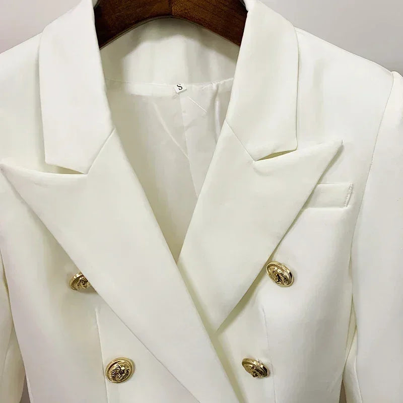 TOP QUALITY New Fashion 2024 Designer Jacket Women's Classic Double Breasted Metal Lion Buttons Blazer Outer Size S-5XL Femstylo