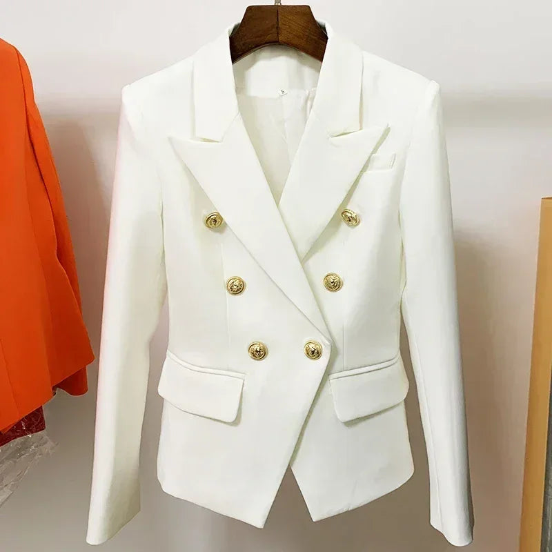 TOP QUALITY New Fashion 2024 Designer Jacket Women's Classic Double Breasted Metal Lion Buttons Blazer Outer Size S-5XL Femstylo