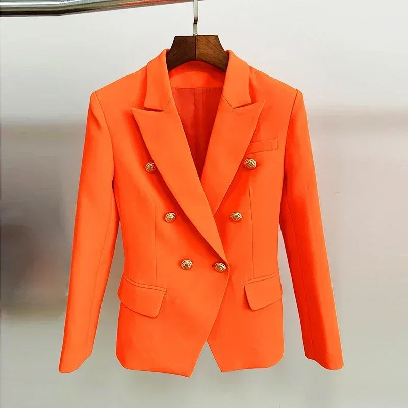 TOP QUALITY New Fashion 2024 Designer Jacket Women's Classic Double Breasted Metal Lion Buttons Blazer Outer Size S-5XL Femstylo