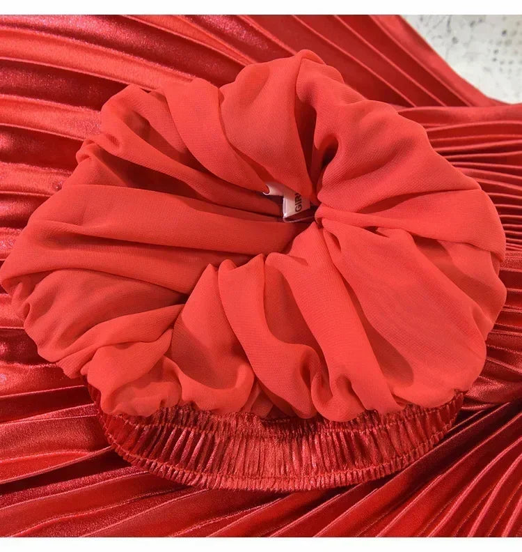 Classic Golden Velvet Pleated Skirt High Waist Retro Style Fashion Office Lady Pleated Long Skirt Winter Velvet Skirt 90cm Long Femstylo