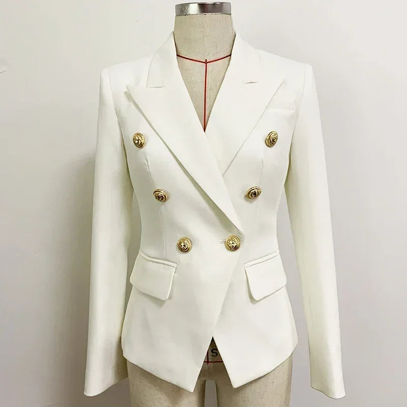 TOP QUALITY New Fashion 2024 Designer Jacket Women's Classic Double Breasted Metal Lion Buttons Blazer Outer Size S-5XL Femstylo