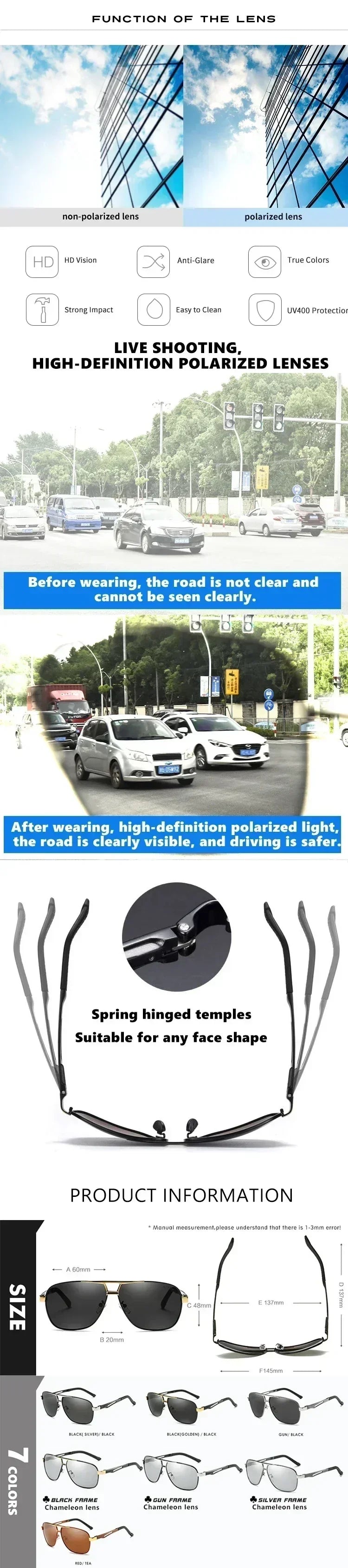 Top Quality Square Retro Photochromic Aluminum Sunglasses Men Polarized Driving Women Sun Glasses For Men Brown Oculos de sol Femstylo