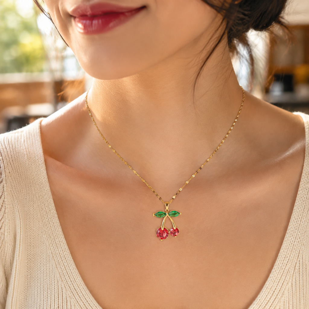 Retro Cherry Charm Necklace Fitkitty Culture Athleisure Wear, Yoga Wear & Women's Clothing