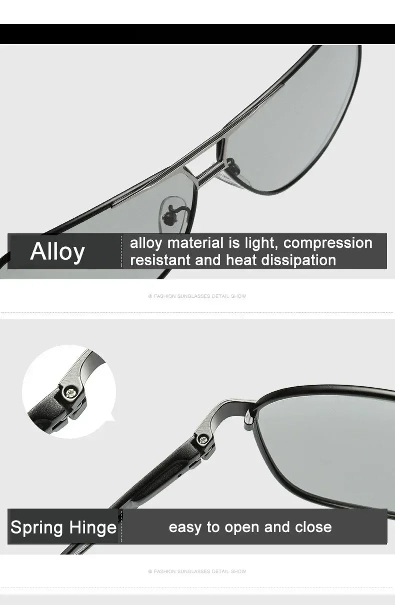 2024 UV400 Polarized Sunglasses Men Women Outdoor Discoloration Eyewear Men Trendy Photochromic Night Vision Sun Glasses Femstylo