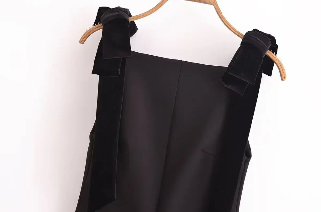 TFMLN Autumn New Women Dress 2024 Slim Chic Sleeveless Dress Bow Casual  Mini Frock Female Fashion Elegant Short Party Dress Femstylo