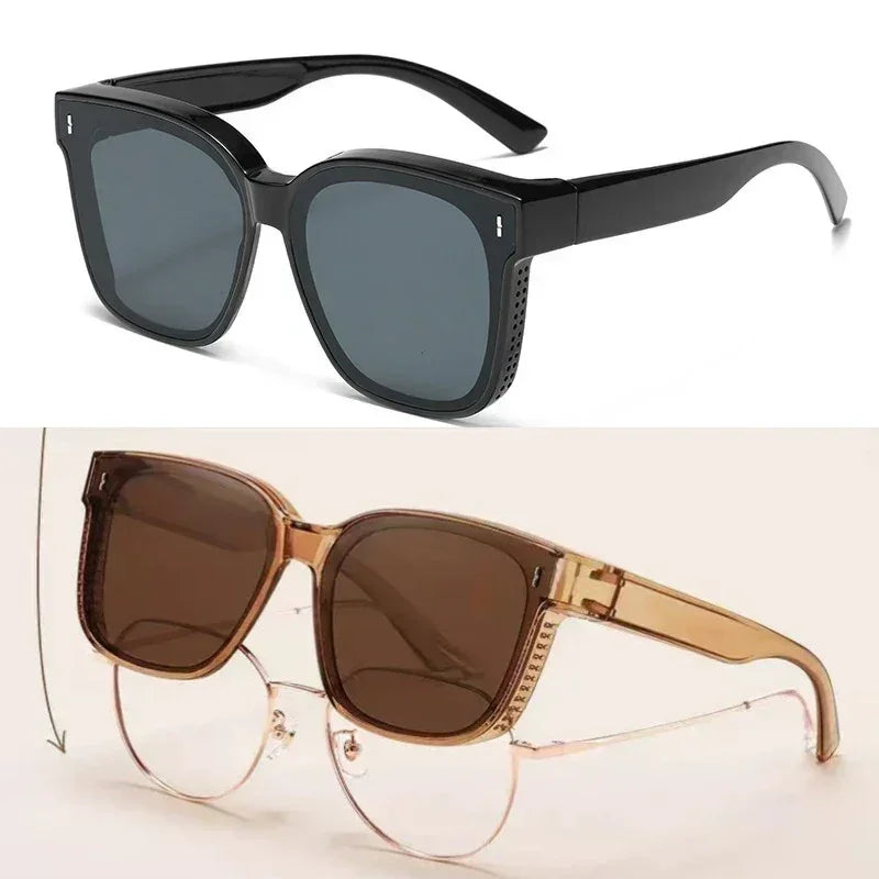 Fashion Square Polarized Sunglasses Cover Over Myopia Prescription Glasses Portable Men Women Vintage Fishing Driving Eyewear ﻿ Femstylo