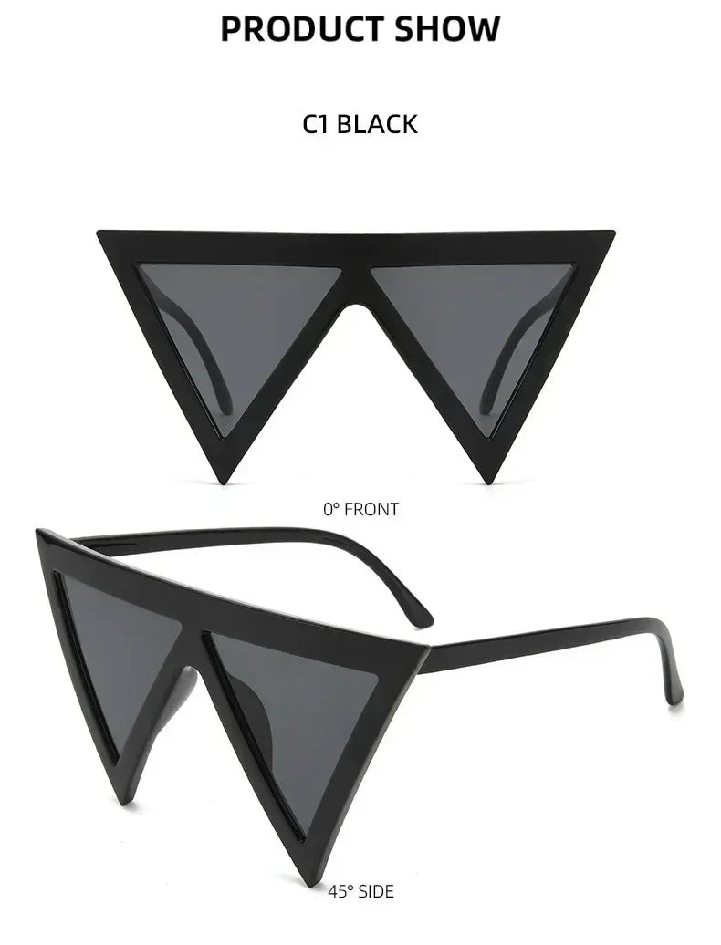 Oversized Triangle Punk Shiled Sunglasses Women Big Frame 2025 Luxury Brand Windproof Eyewear For Ladies UV400 Goggle Shades Femstylo