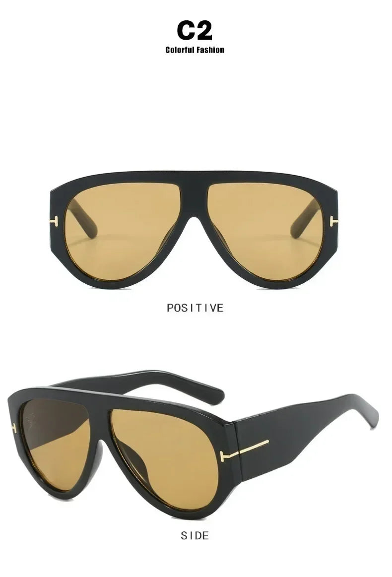 2024 New Fashion Big Frame Pilot Brown Sunglasses Women Men Brand T Outdoor Sun Glasses Female Shade Oculos De Sol Gifts Femstylo