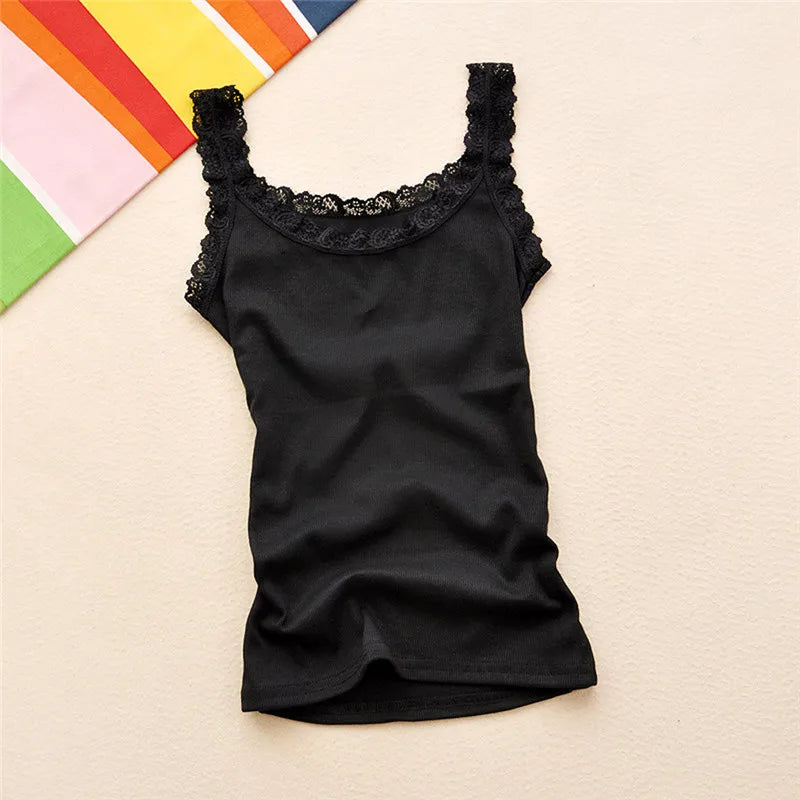 Summer Women Sleeveless Tanks Top Bodycon Temperament Sexy Lace Patchwork Tshirt Vest Tank Top Female Vest Tops Camis Urban Fashion Icon