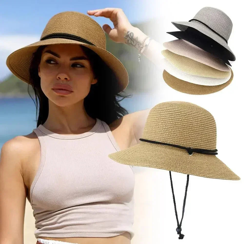 2025 Fashion Korean Version Women's Beach Summer Sun Hat Travel Breathable Beach Sunshade Sun Hat Dome Basin Hat Femstylo