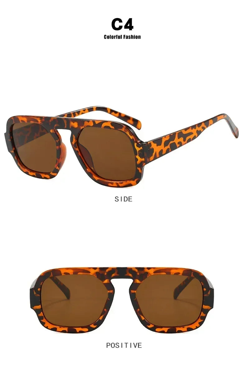 DOHOHDO 2025 Fashion Square Sunglasses Women New Retro Black Brown Thick Frame Pilot Sun Glasses Woman Chic Polygon Shades UV400 Femstylo