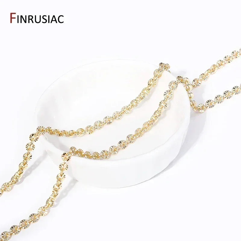 4mm*4.5mm 14K Real Gold Plated Round Textured Chains For Necklace Making, DIY Jewelry Accessories Handmade Crafts Chains Femstylo