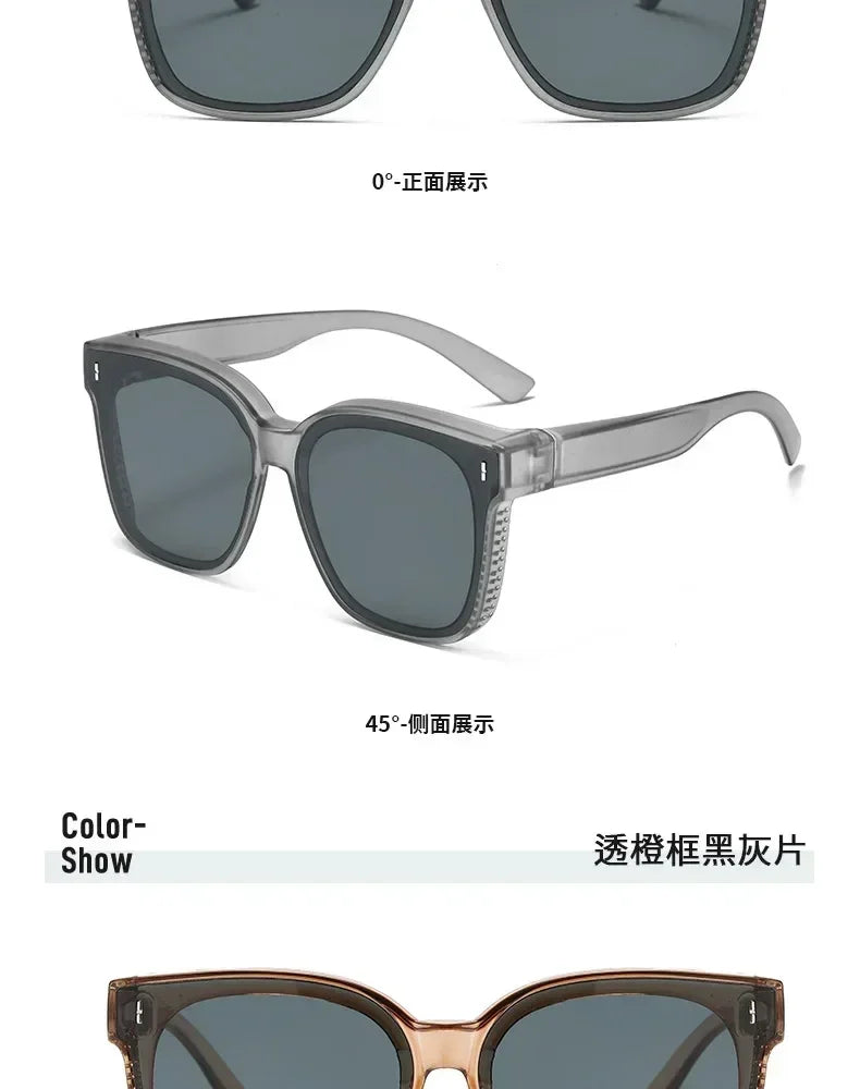 Fashion Square Polarized Sunglasses Cover Over Myopia Prescription Glasses Portable Men Women Vintage Fishing Driving Eyewear ﻿ Femstylo