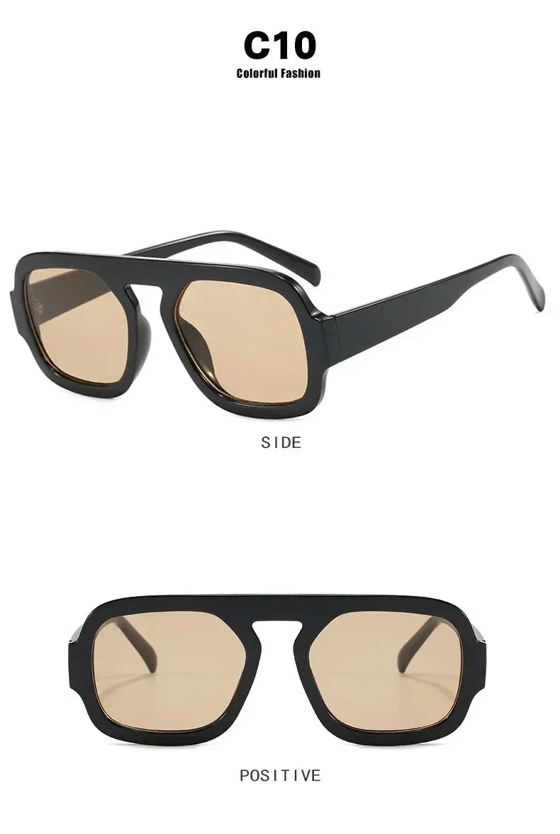 DOHOHDO 2025 Fashion Square Sunglasses Women New Retro Black Brown Thick Frame Pilot Sun Glasses Woman Chic Polygon Shades UV400 Femstylo