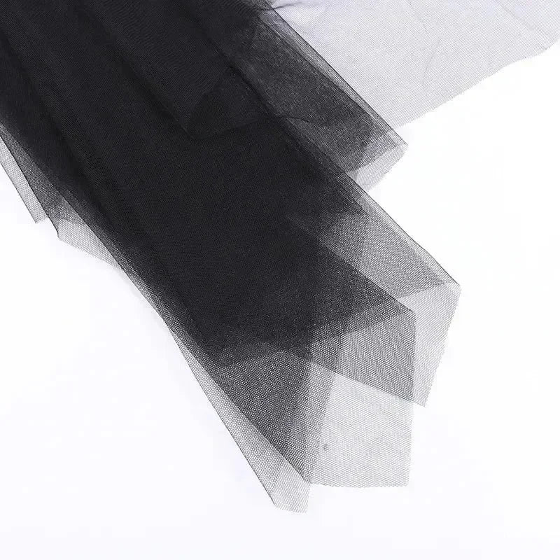 Casual Skirts Punk Sexy Net Yarn High-Waisted Irregular Skirt for Women Summer New European and American Gothic Style Versatile Femstylo