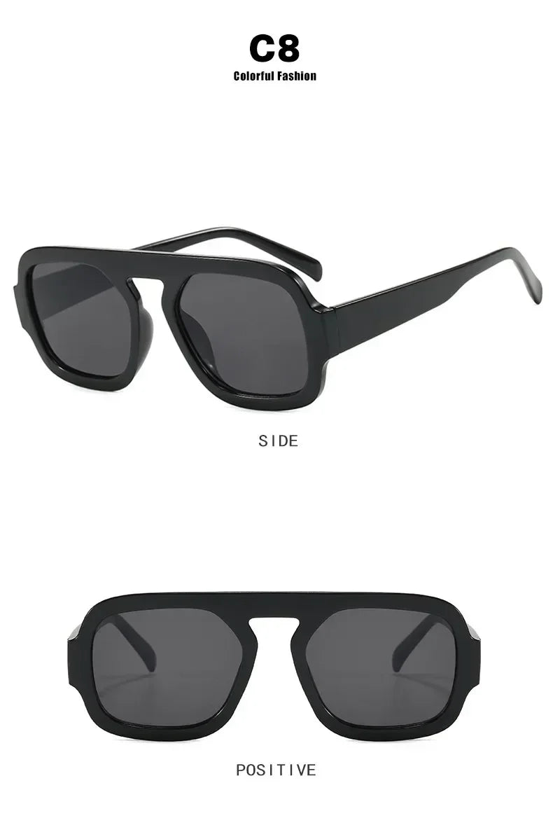 DOHOHDO 2025 Fashion Square Sunglasses Women New Retro Black Brown Thick Frame Pilot Sun Glasses Woman Chic Polygon Shades UV400 Femstylo