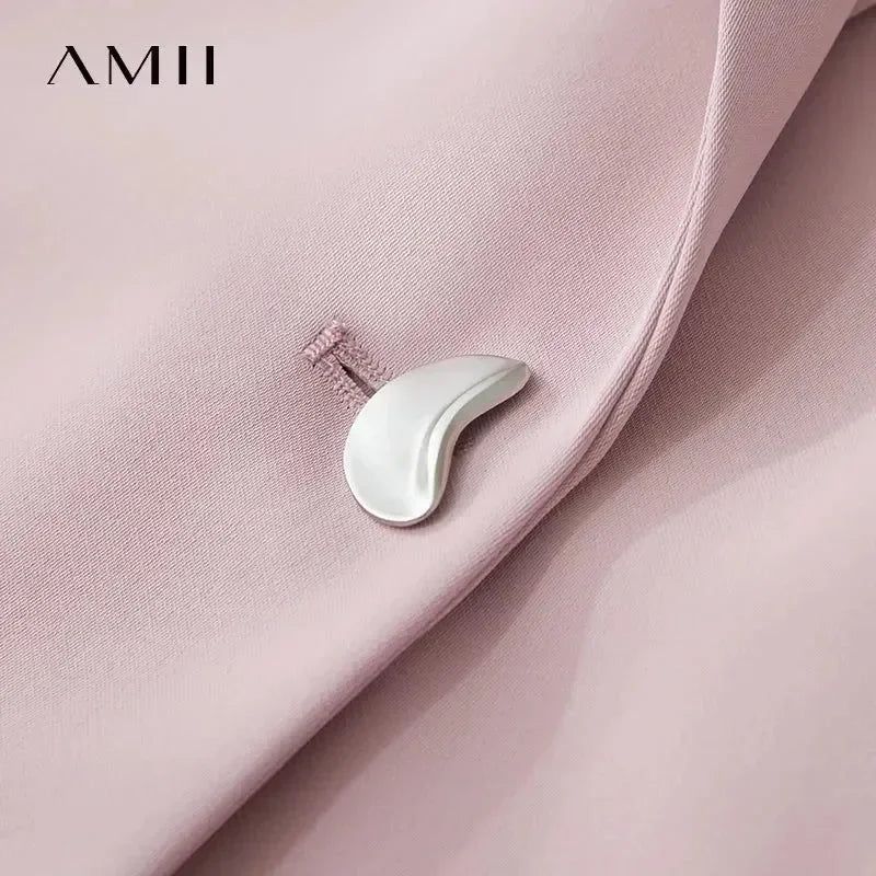 Amii Women's Top Minimalist 2025 Summer New Notched Lapel Contrast Material Patchwork One Button Short Sleeve Blazer 12542081 Femstylo