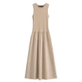 HXAO Women's Black Long Dresses 2025 Spring Sleeveless Elegant Dresses Fashion Casual Vintage Party Khaki Dresses Vestidos Urban Fashion Icon
