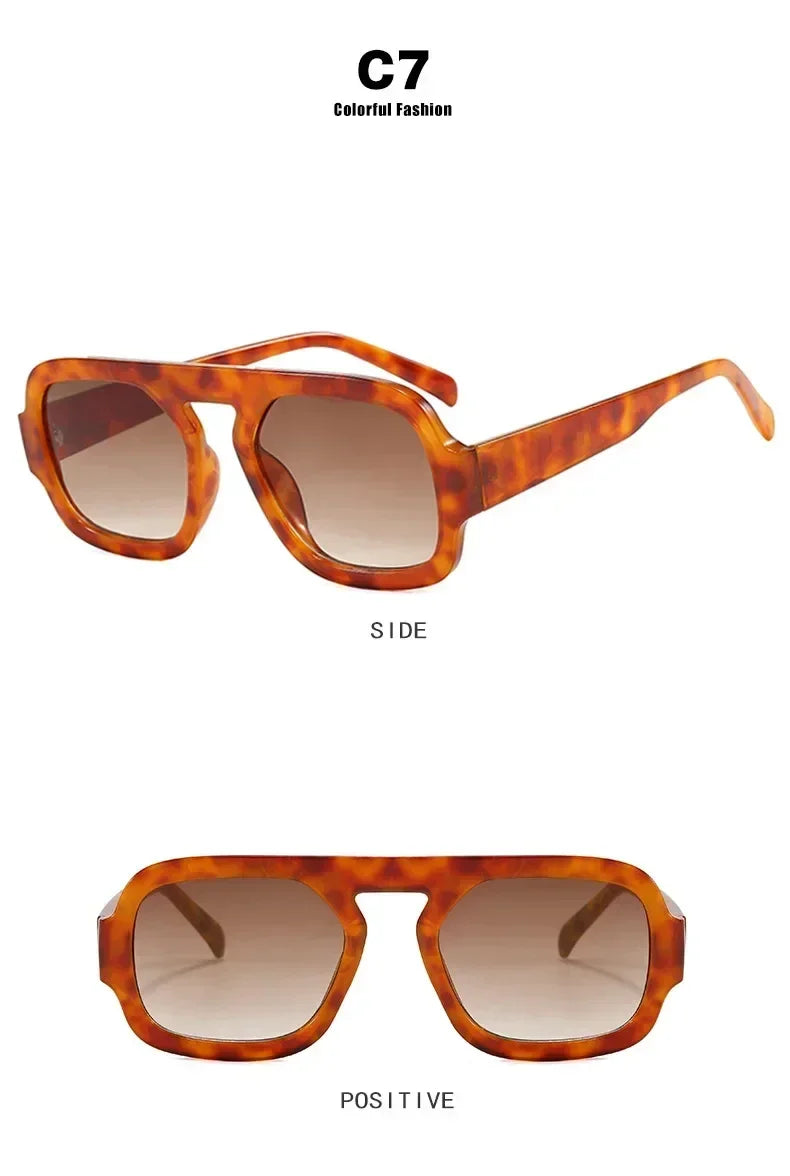 DOHOHDO 2025 Fashion Square Sunglasses Women New Retro Black Brown Thick Frame Pilot Sun Glasses Woman Chic Polygon Shades UV400 Femstylo