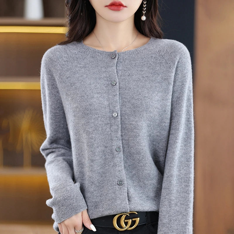 High-Grade Knit Sweater Crewneck Cardigan Coat Autumn And Winter New Middle-Aged And Elderly Women's Fashion ZD060 Urban Fashion Icon