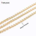4mm*4.5mm 14K Real Gold Plated Round Textured Chains For Necklace Making, DIY Jewelry Accessories Handmade Crafts Chains Femstylo