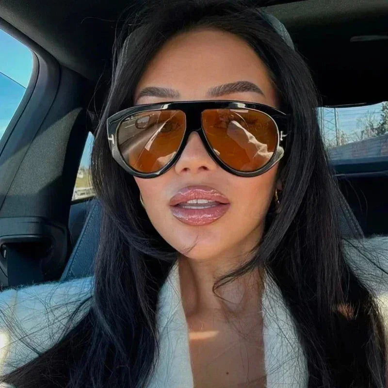 2024 New Fashion Big Frame Pilot Brown Sunglasses Women Men Brand T Outdoor Sun Glasses Female Shade Oculos De Sol Gifts Femstylo
