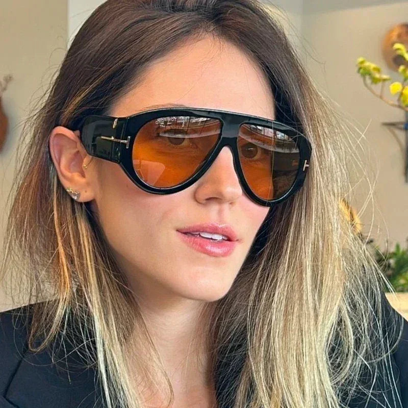 2024 New Fashion Big Frame Pilot Brown Sunglasses Women Men Brand T Outdoor Sun Glasses Female Shade Oculos De Sol Gifts Femstylo